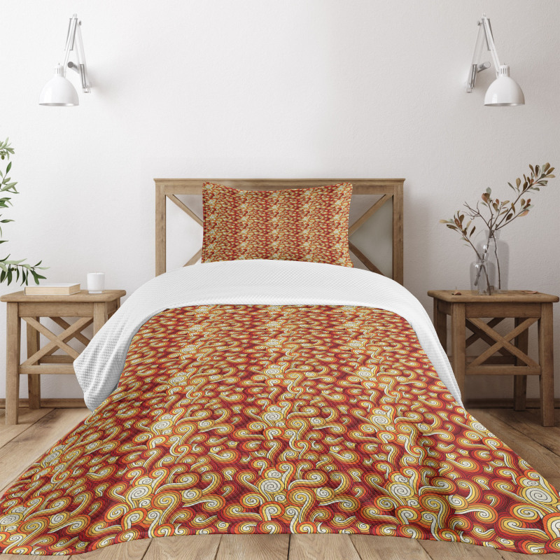 Funky Retro Waves Colorful Bedspread Set