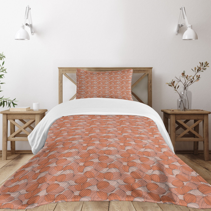 Pastel Doodle Wave Tiles Bedspread Set