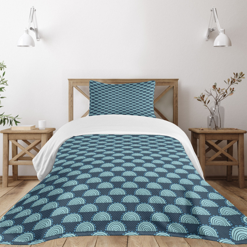 Half Circular Shapes Arches Bedspread Set