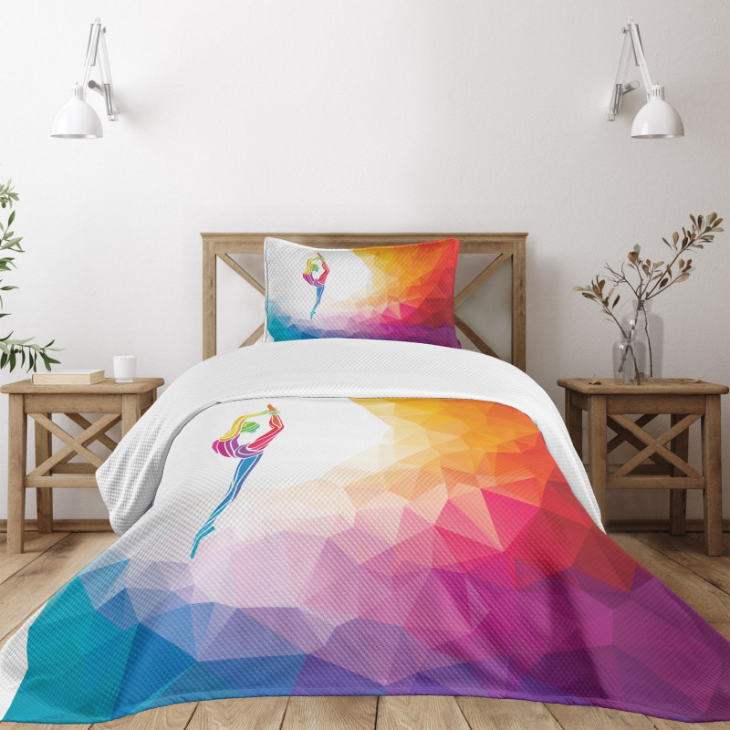 Polygonal Girl Motif Bedspread Set