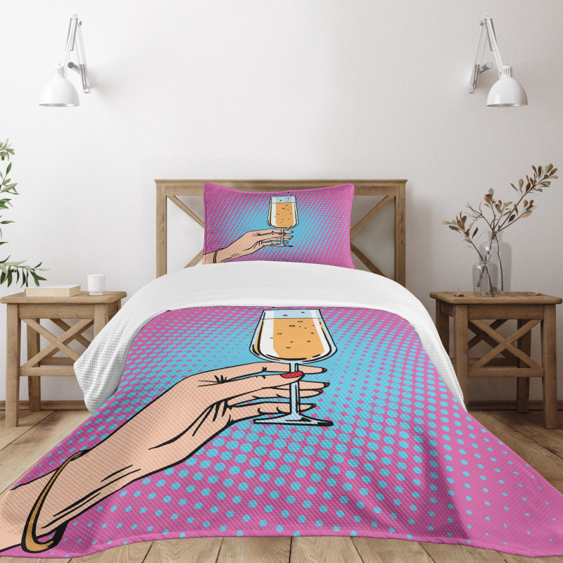 Pop Art Comic Champagne Bedspread Set