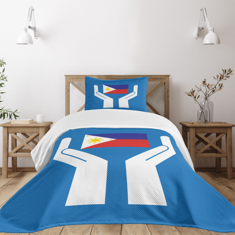 Hands Showing Flag Bedspread Set