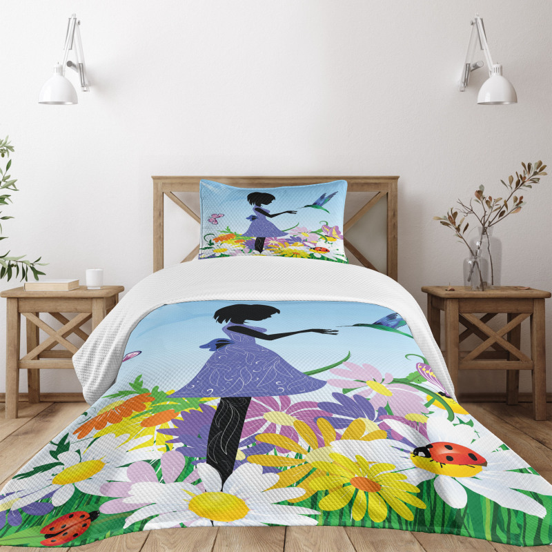 Lawn Blossomed Flowers Bedspread Set