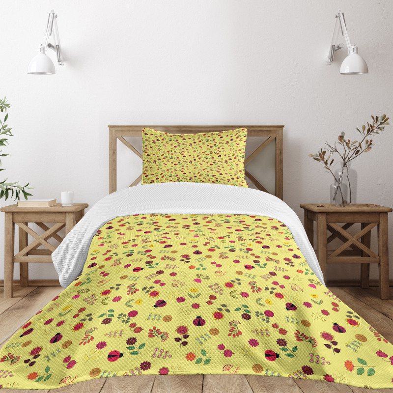 Colorful Design Flowers Bedspread Set