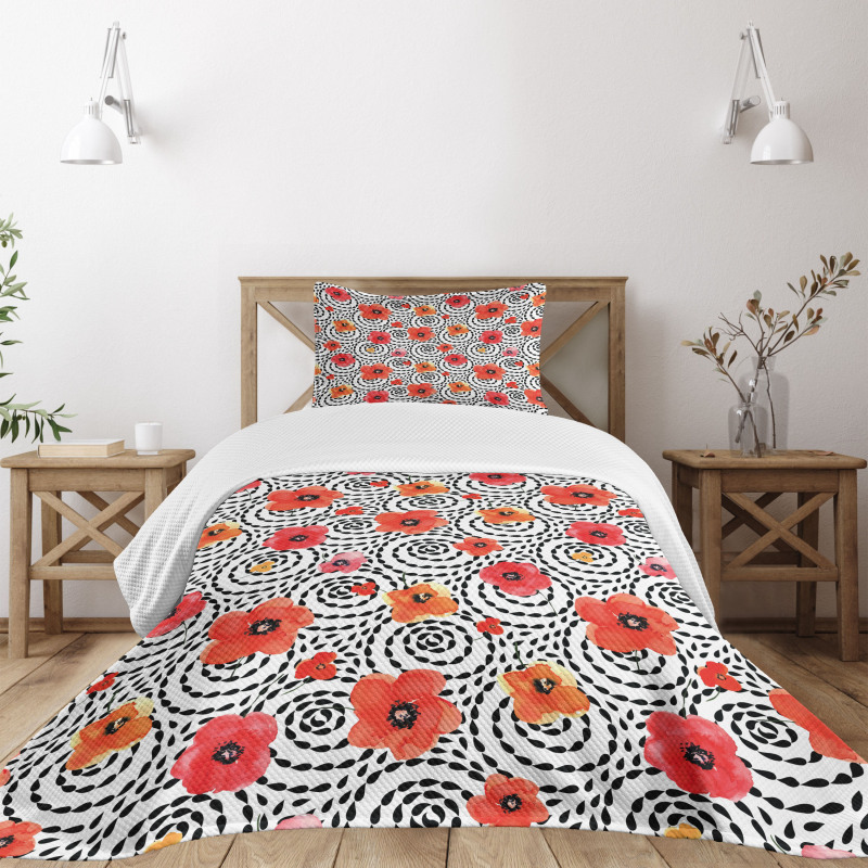 Watercolor Petals Spirals Bedspread Set