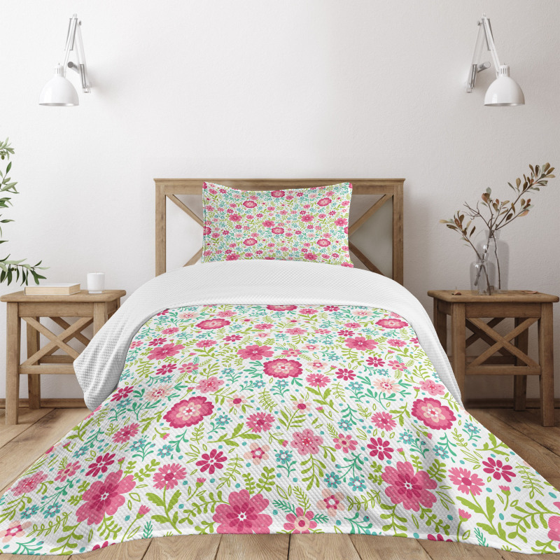 Blossoming Field Fern Leaves Bedspread Set