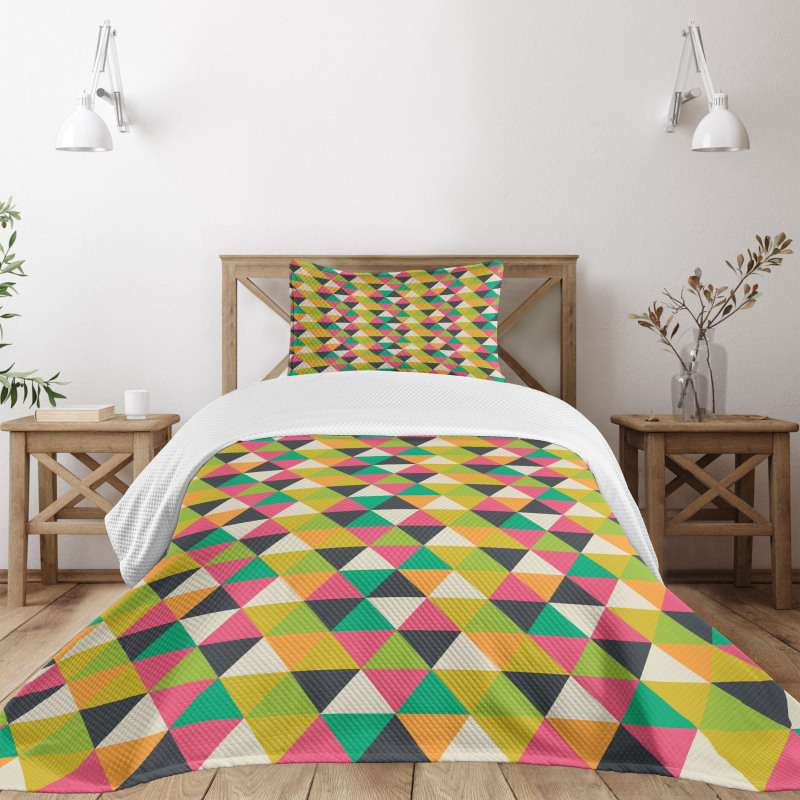 Retro Hipster Mosaic Tile Bedspread Set