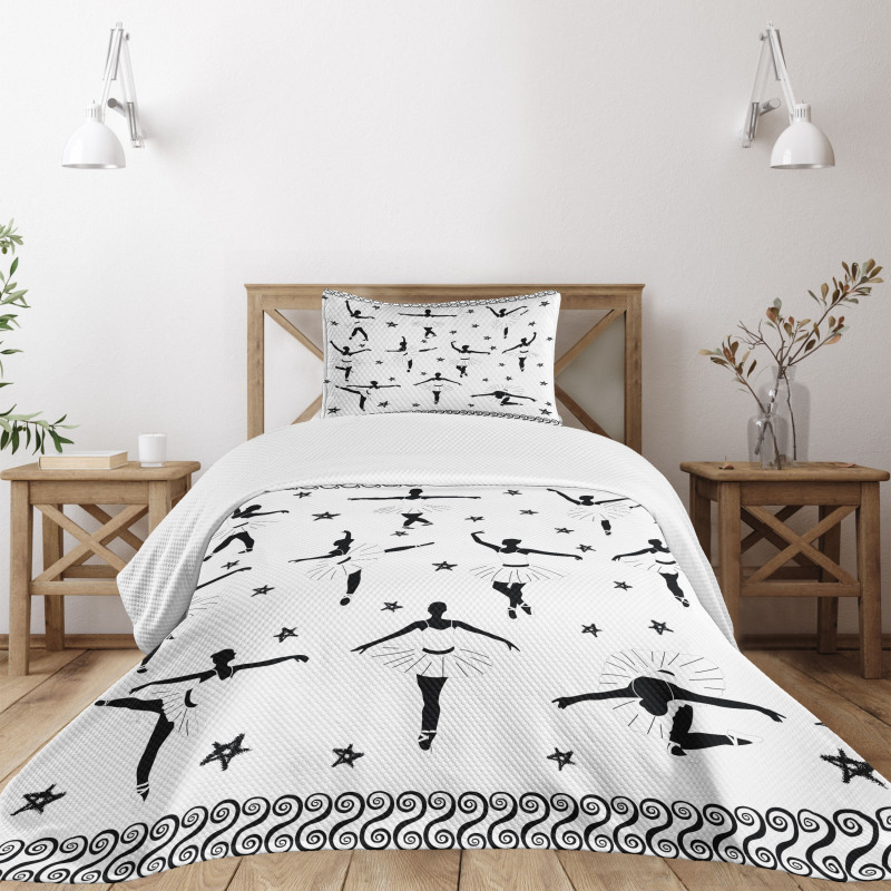 Stars and Hand-drawn Swirls Bedspread Set