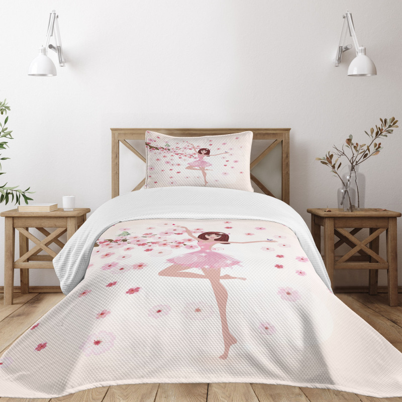 Ballerina Girl Sakura Tree Bedspread Set