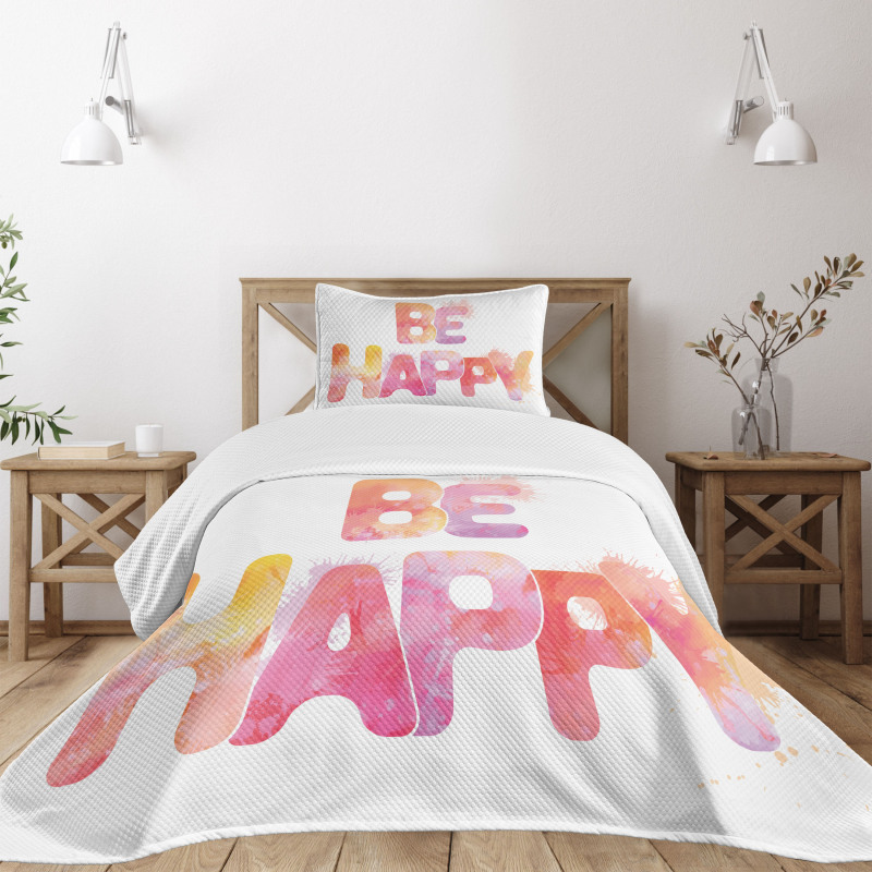 Watercolor Inscription Art Bedspread Set