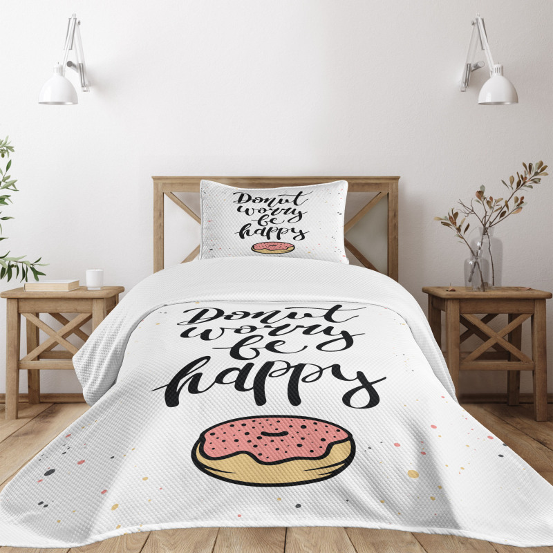 Donut Worry Words Stains Bedspread Set