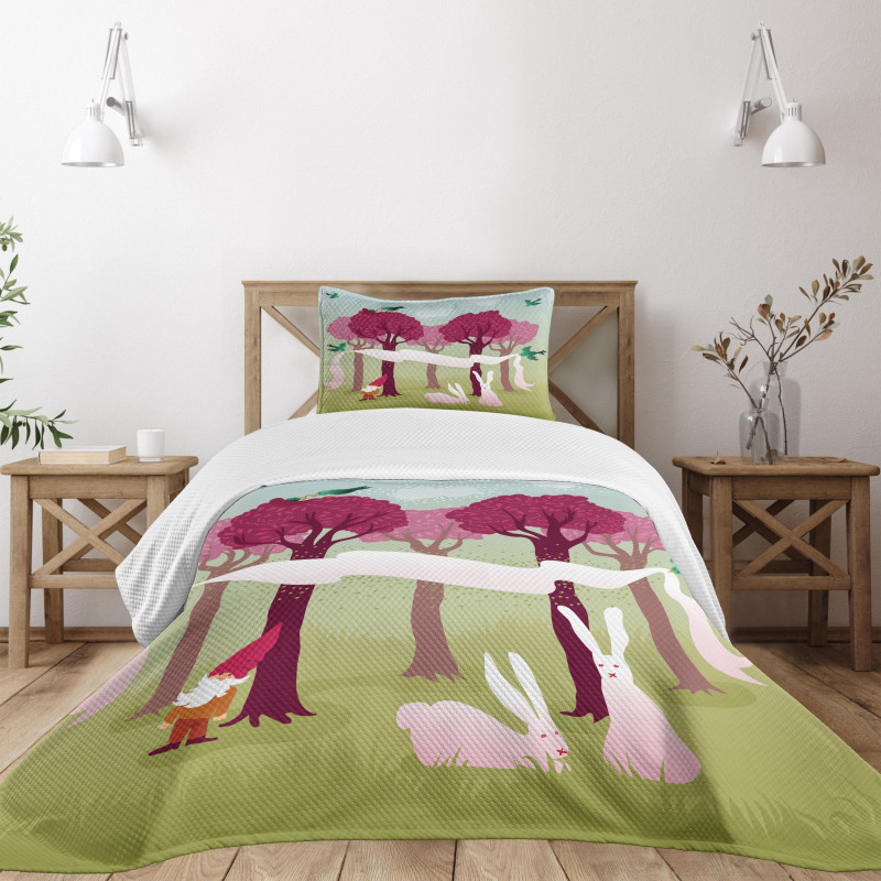 Forest with Pink Trees Bedspread Set