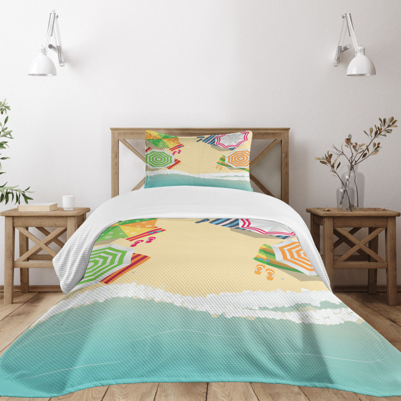 Sandy Beach Umbrellas Bedspread Set