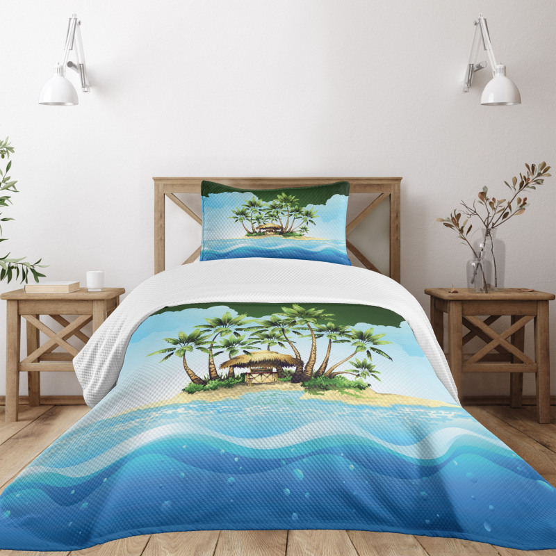 Tropic Lands Coconut Palms Bedspread Set