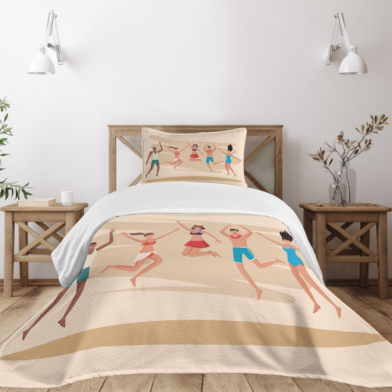 People Dance at Beach Bedspread Set