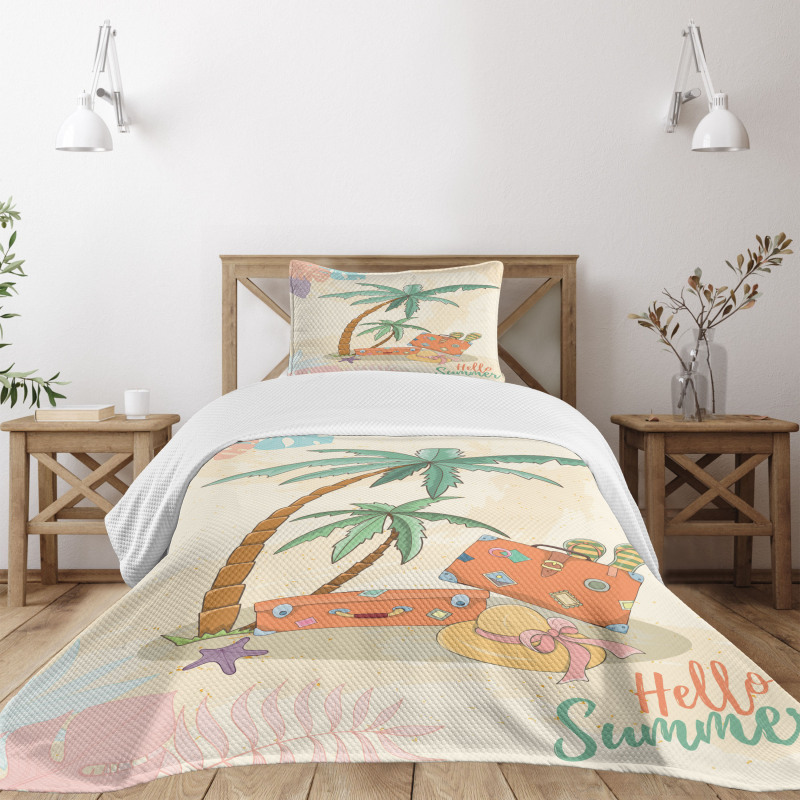 Hello Summer Words Bedspread Set