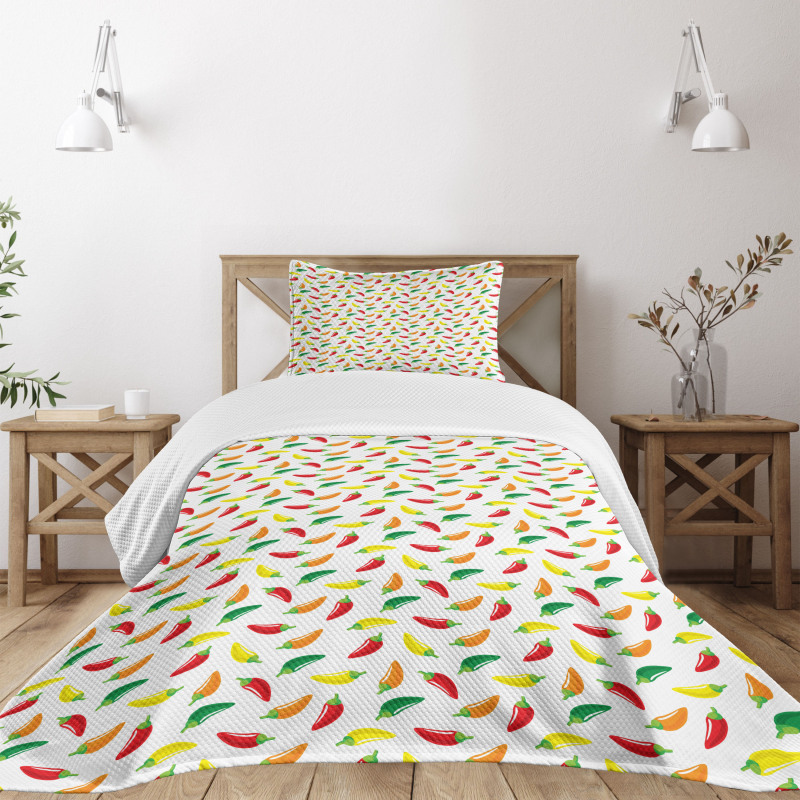 Chili Pepper Pattern Vegan Bedspread Set