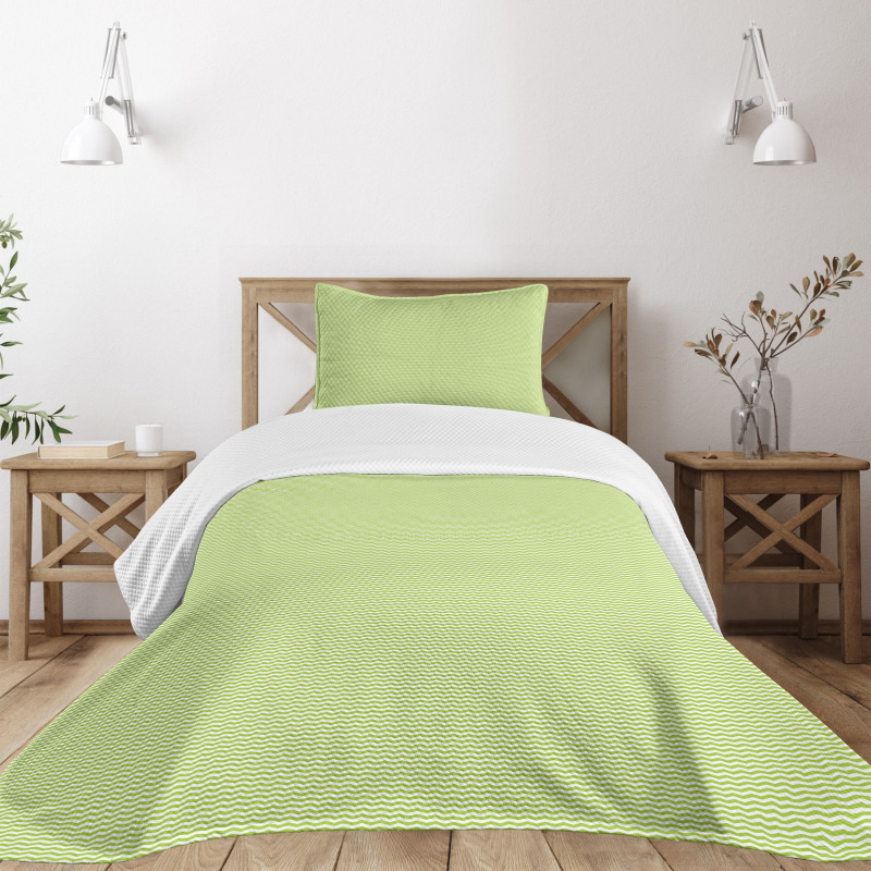Zigzag Lines in Green Tones Bedspread Set