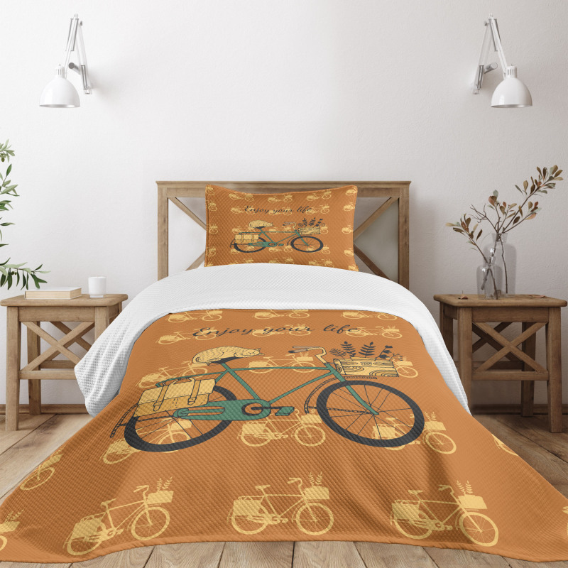 Bicycle with Flower Crates Bedspread Set