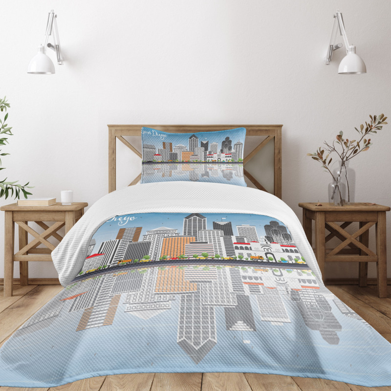 City Skyline Reflections Bedspread Set