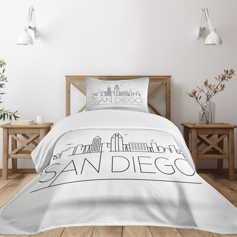 Typographic City Skyline Bedspread Set