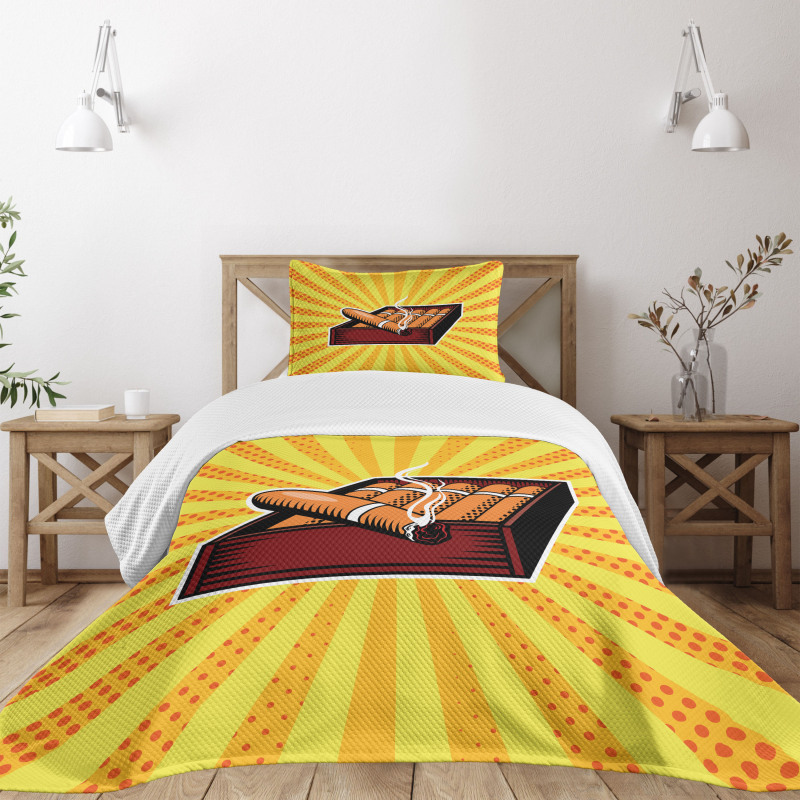 Cigar Box in Pop Art Style Bedspread Set