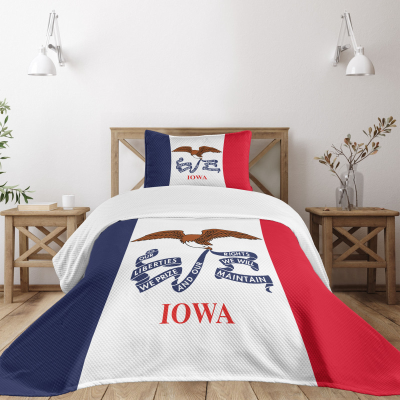 Flag Eagle and Words Bedspread Set