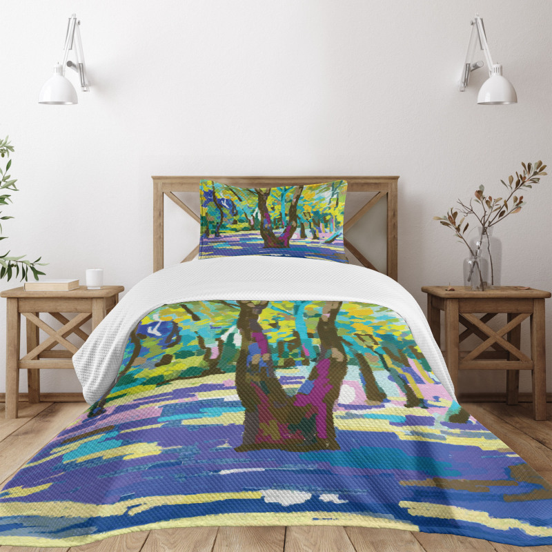 Vibrant Forest Tree Leaves Bedspread Set