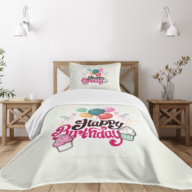 Happy Birthday Party Theme Bedspread Set