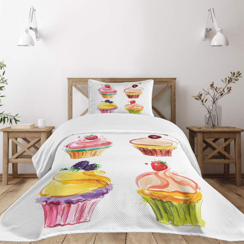 Pastel Watercolor Bakery Bedspread Set