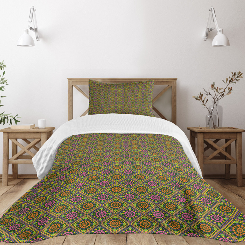 Lively Rhombus-shape Pattern Bedspread Set