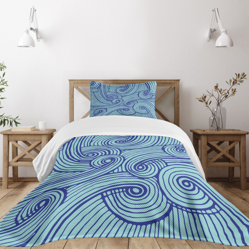 Abstract Spirals Wavy Ocean Bedspread Set