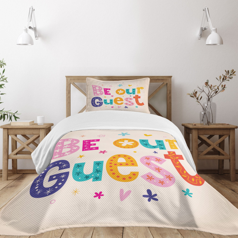 Cheery Colored Letters Bedspread Set