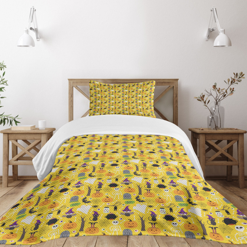 Halloween Elements Cartoon Bedspread Set