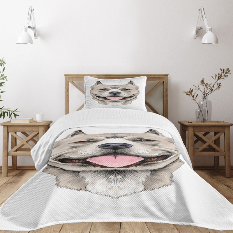 Terrier Realistic Sketch Bedspread Set