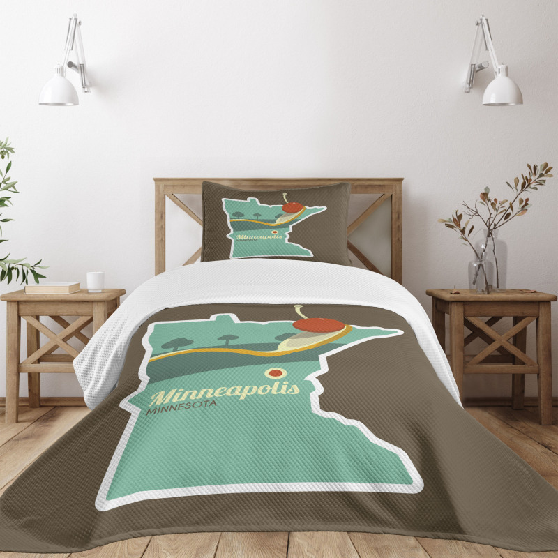 Minneapolis Doodle Map Bedspread Set