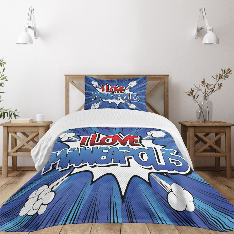 Pop Art Comic Style Love Bedspread Set