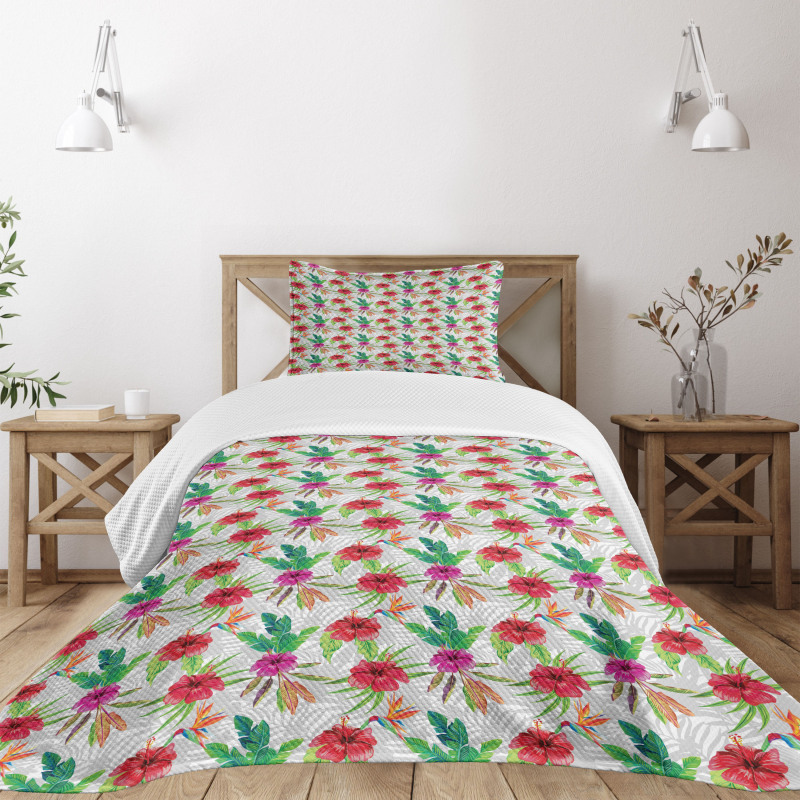 Hibiscus Bird of Paradise Bedspread Set