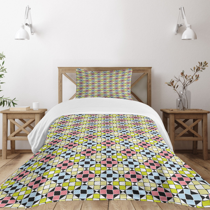 Colorful Mosaic Style Bedspread Set