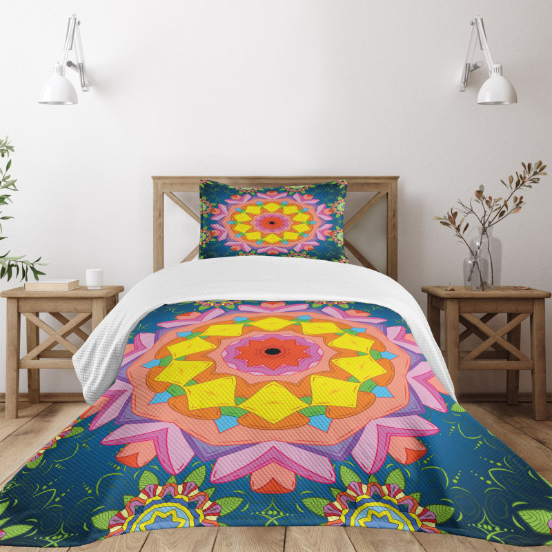 Petals in Vibrant Colors Bedspread Set