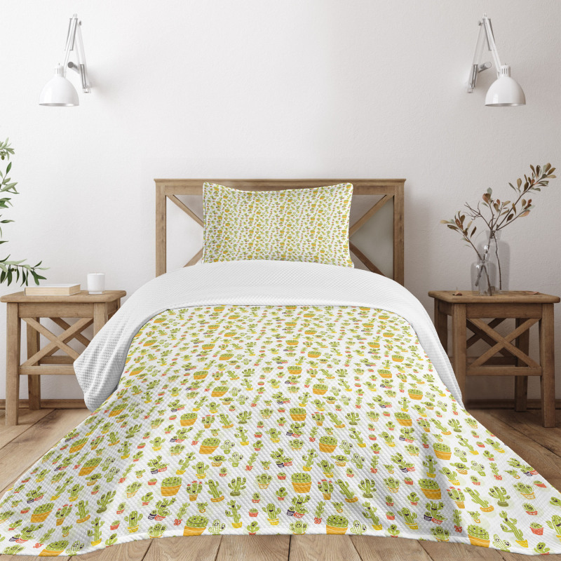 Cactus Characters Pots Bedspread Set