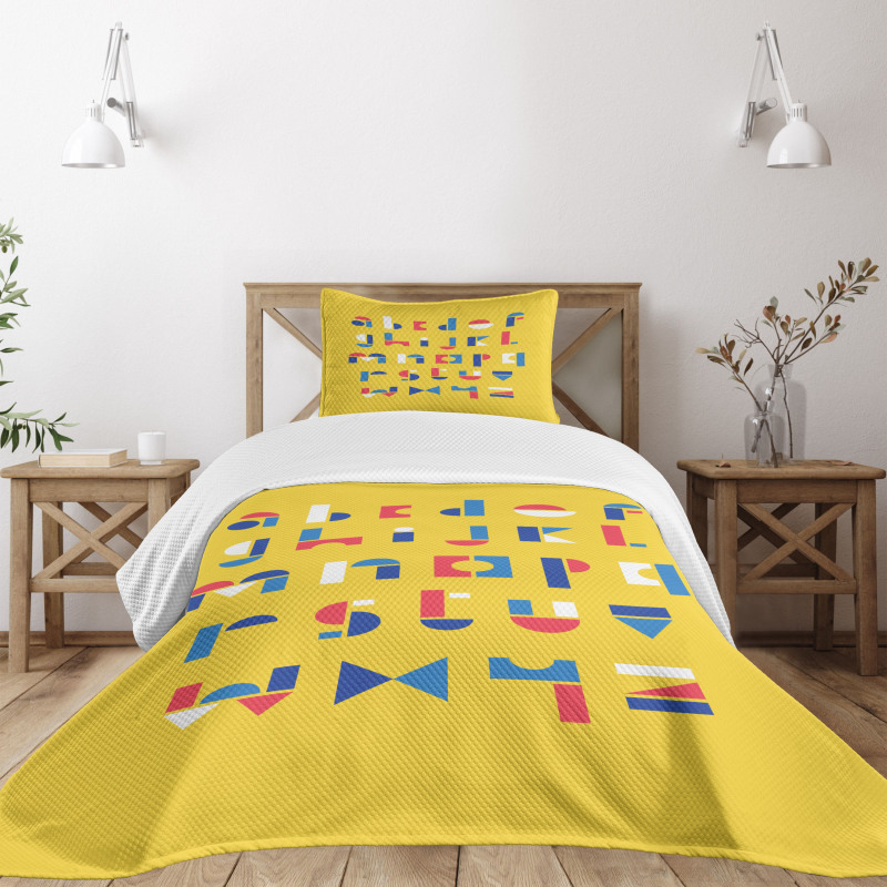 Geometric Small Letters Bedspread Set