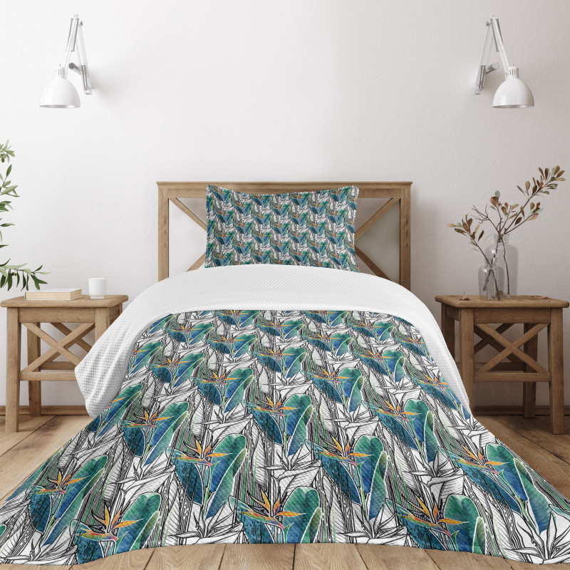 Watercolor Plant Bedspread Set