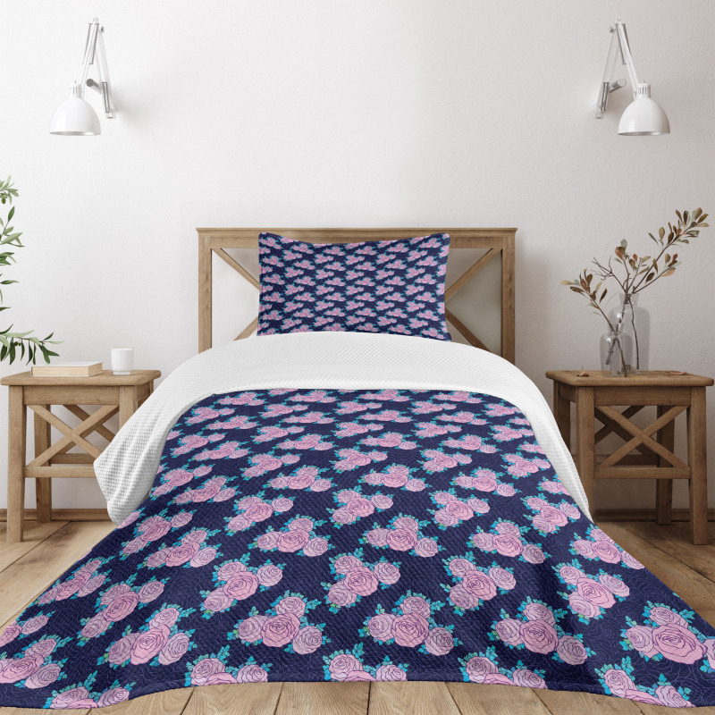 Vibrant Rose Buds Blossoms Bedspread Set