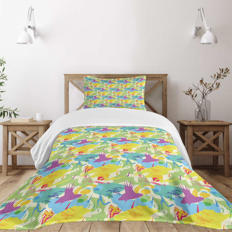 Trippy Paintbrush Pattern Bedspread Set