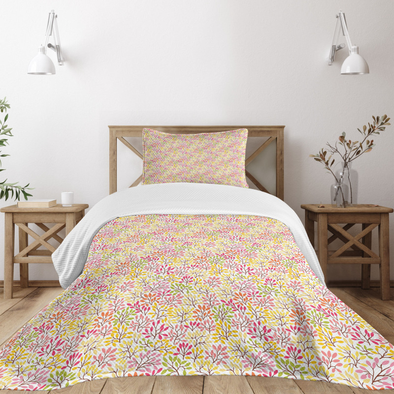 Colorful Twigs and Foliage Bedspread Set