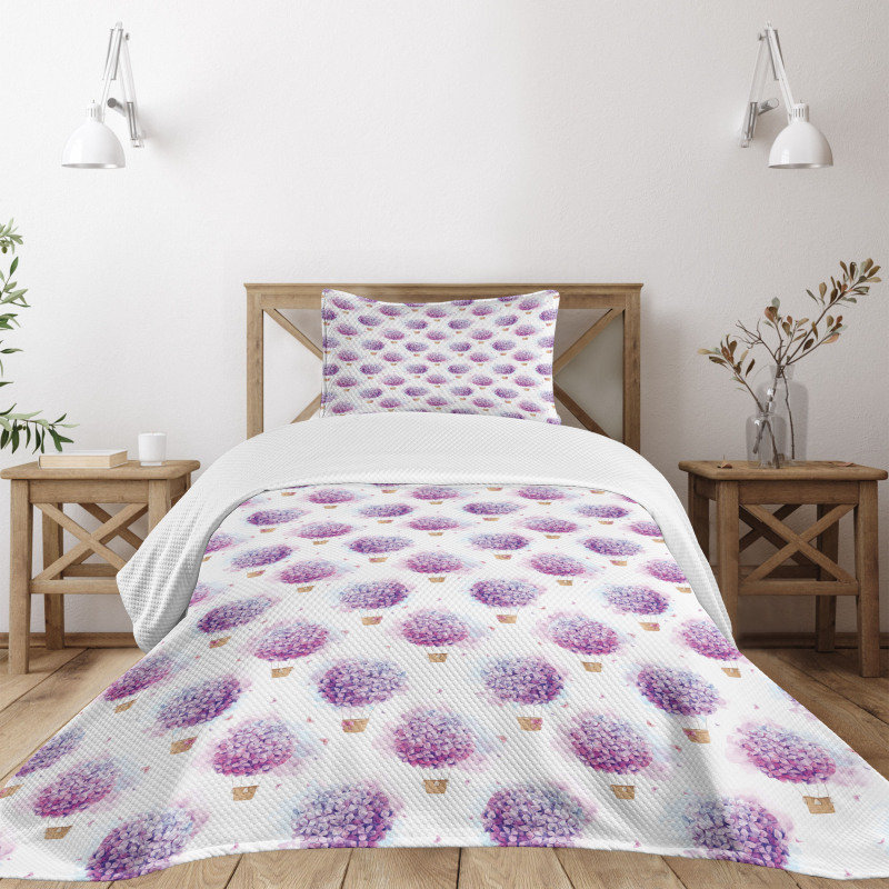 Hot Air Balloons Hydrangea Bedspread Set