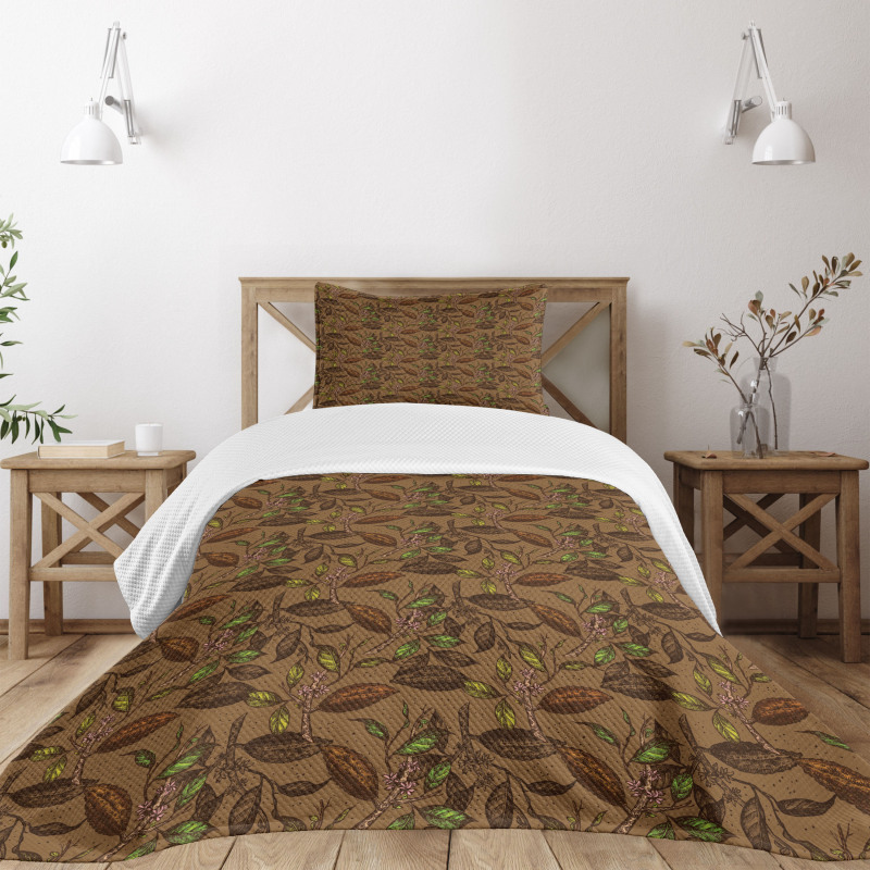 Cocoa Plants Growth Theme Bedspread Set