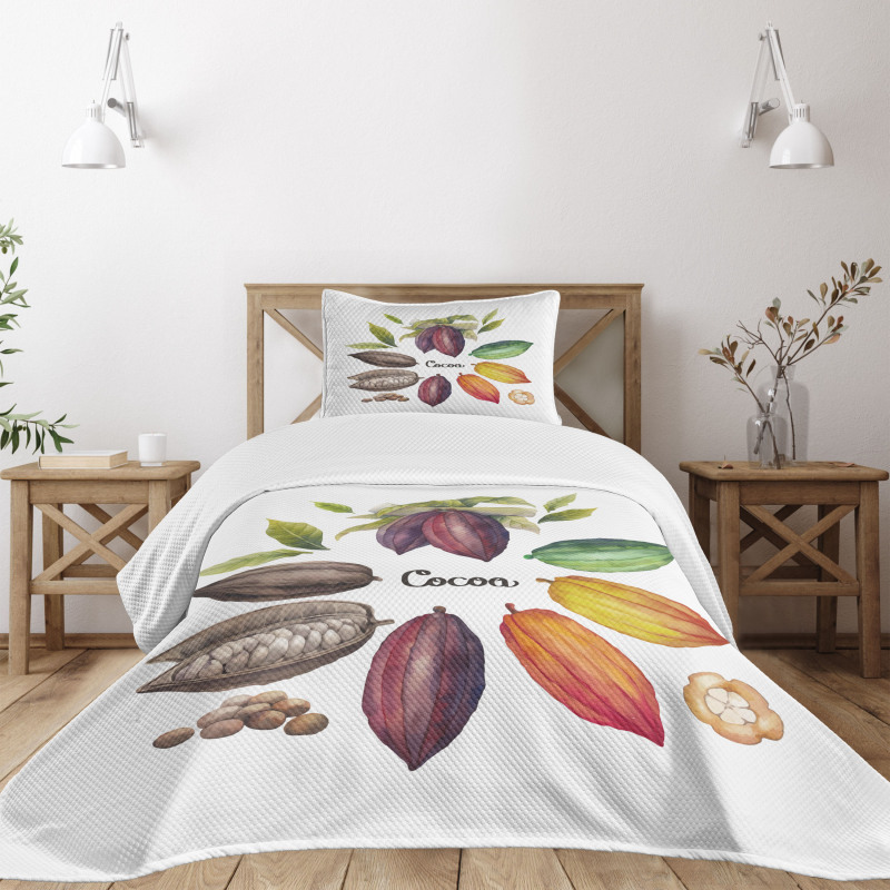 Exotic Food Colorful Design Bedspread Set