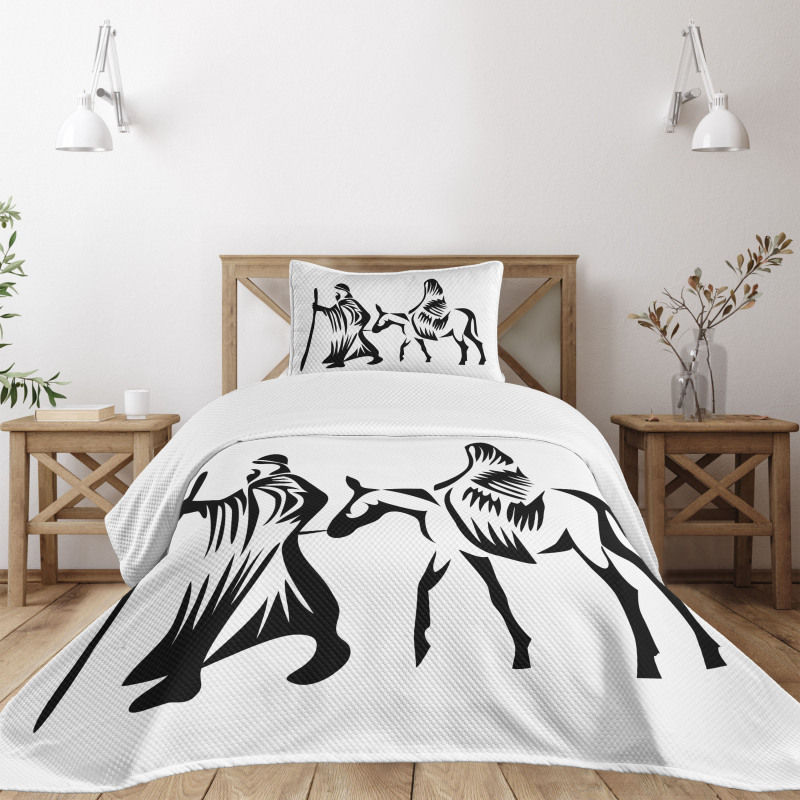 Abstract People Traveling Bedspread Set